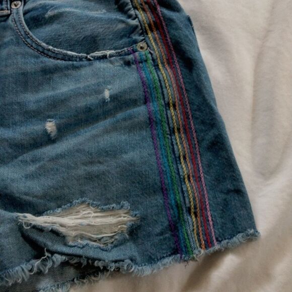 AMERICAN EAGLE distressed high-rise jeans shorts size 6 - Picture 2 of 6